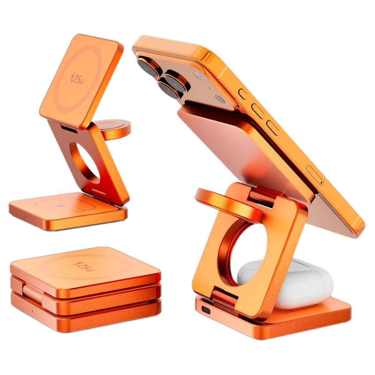 Foldable 3-in-1 Wireless Charging Stand for iPhone, Apple Watch & AirPods