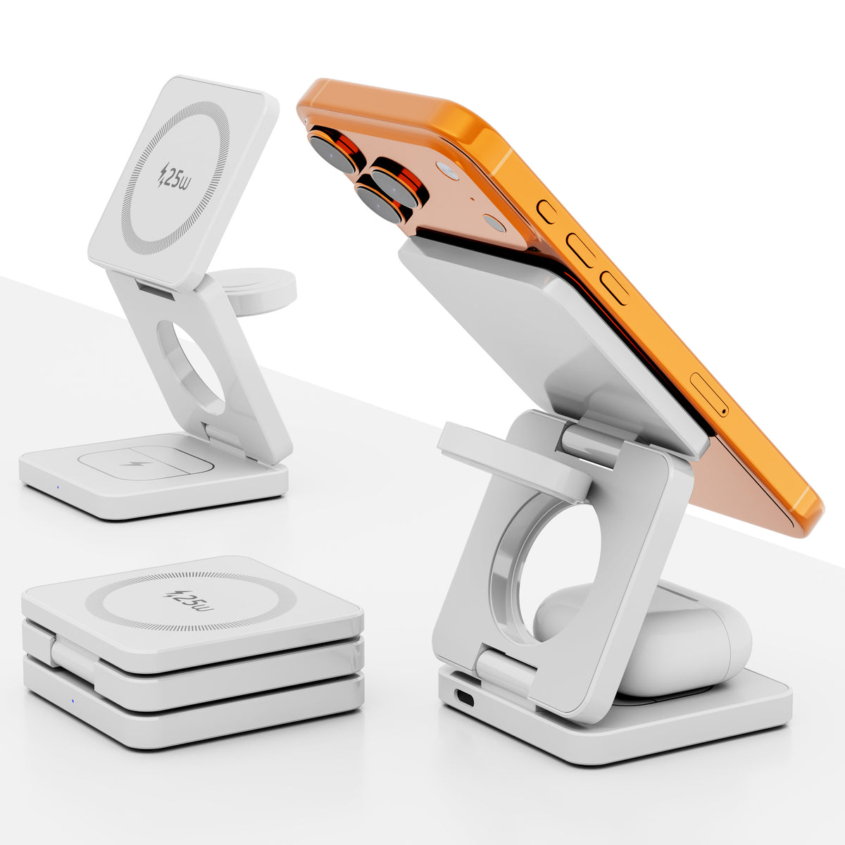 Foldable 3-in-1 Wireless Charging Stand for iPhone, Apple Watch & AirPods